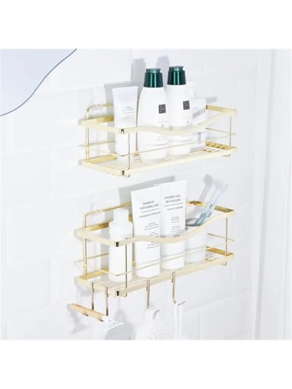 Stainless Steel Shower Caddy Adhesive Wall Shelf Organizer Rustproof Storage